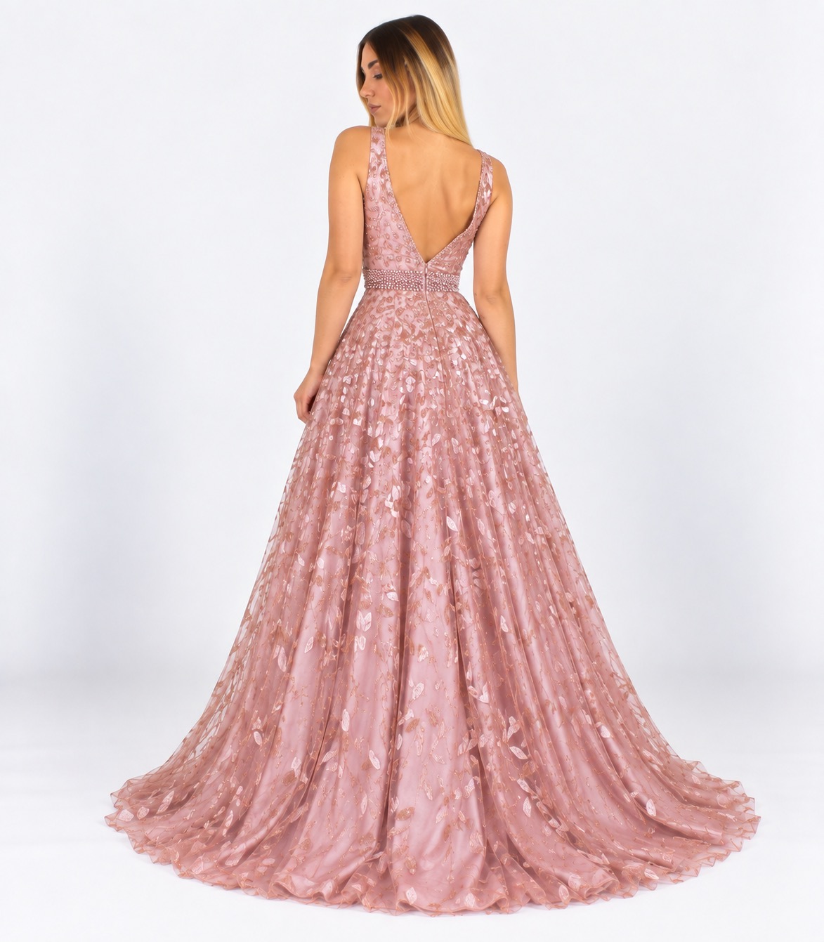 Abito lungo cipria ampio - Elizabeth Moda - immagine 3
