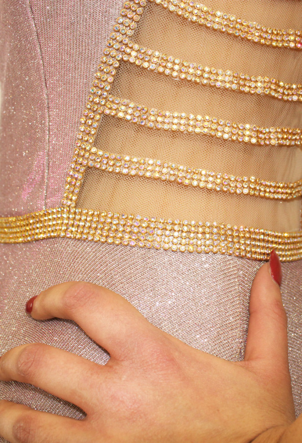 Abito lungo rosa glitter - Elizabeth Moda - Collezione Cerimonia
