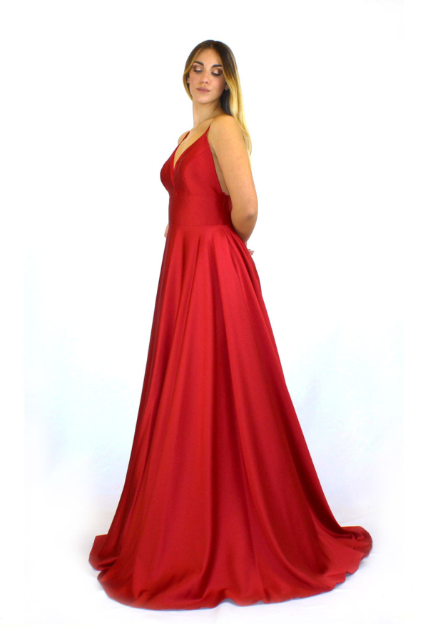 Abito lungo rosso di raso - Lisa Stravola - Collezione Cerimonia