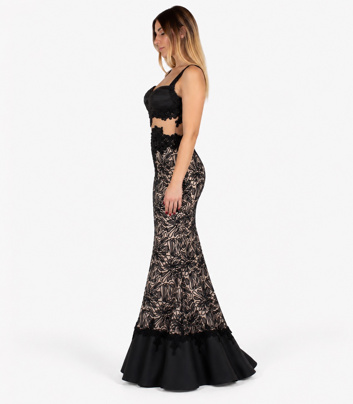 Abito lungo nero - Invito Couture - immagine 2