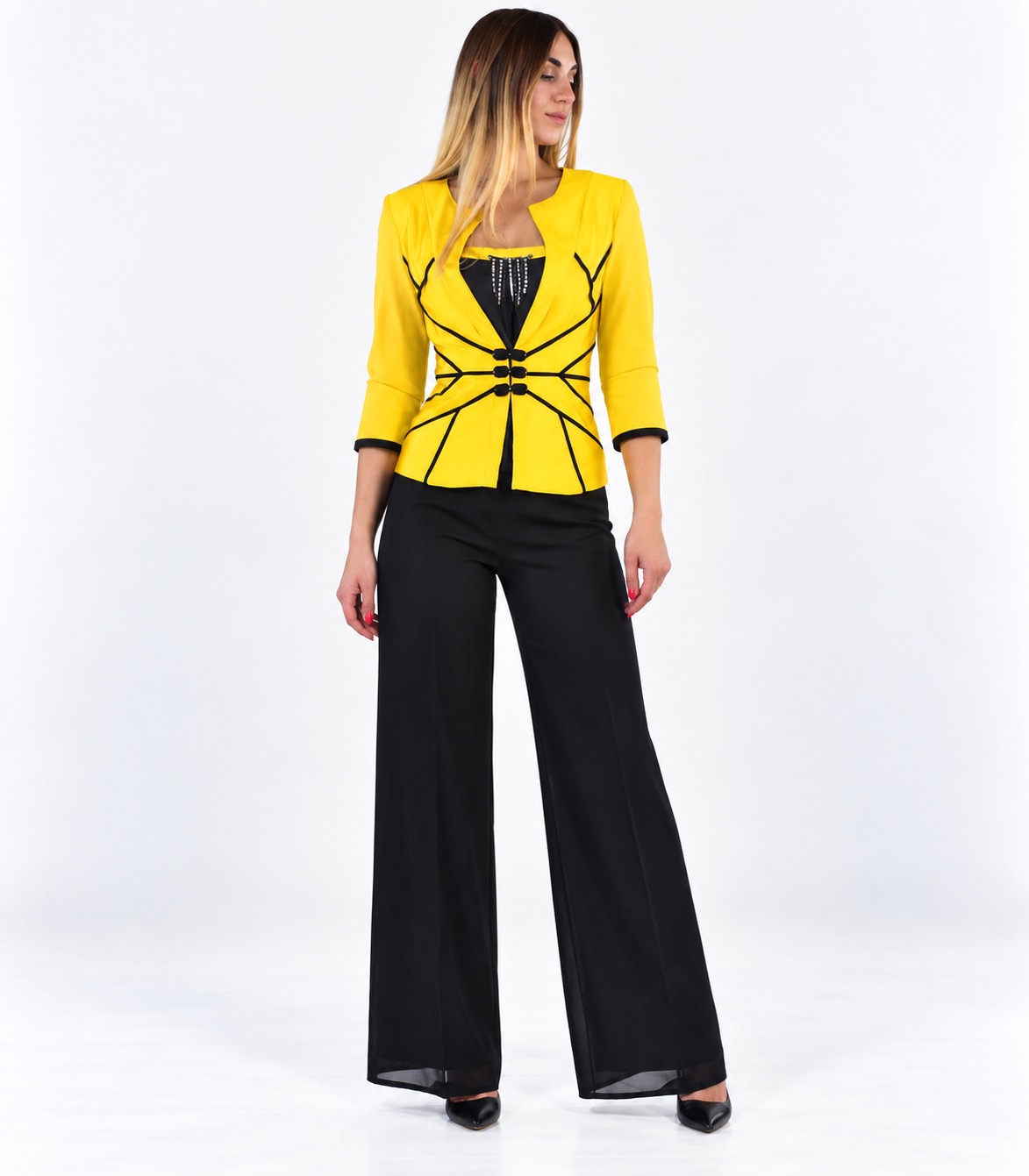 Tailleur nero/giallo - Elizabeth Moda