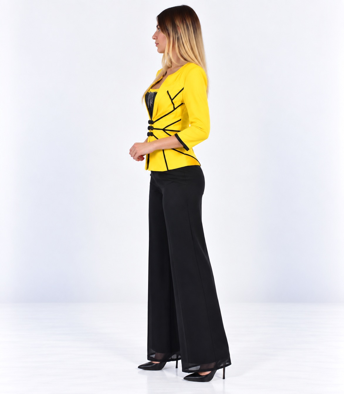 Tailleur nero/giallo - Elizabeth Moda - immagine 2