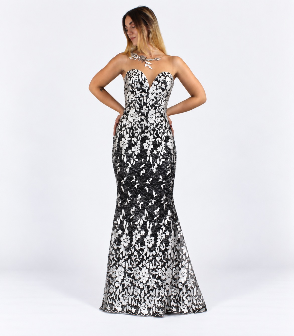 Abito lungo nero/argento - Invito Couture