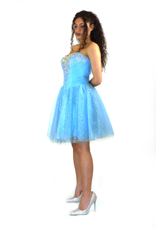 Abito corto azzurro - Elizabeth Moda - Collezione Cerimonia