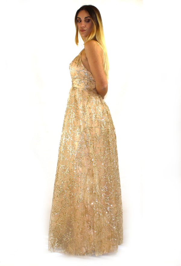 Abito lungo oro - Elizabeth Moda - Collezione Cerimonia