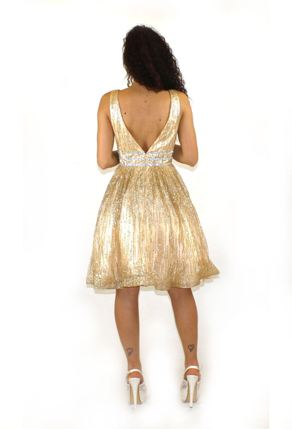 Abito corto oro - Elizabeth Moda - Collezione Cerimonia