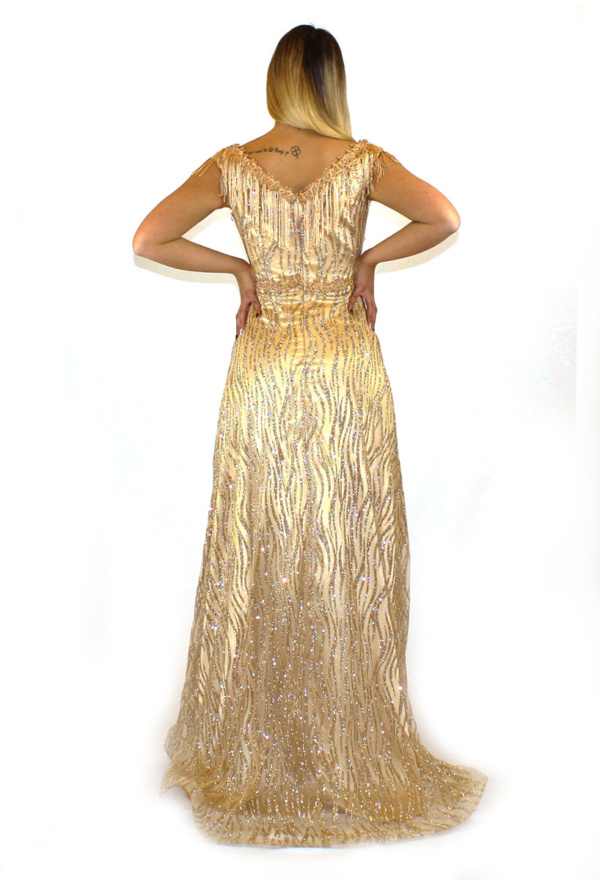Abito lungo oro glitter - Romeo Gigli - Collezione Cerimonia