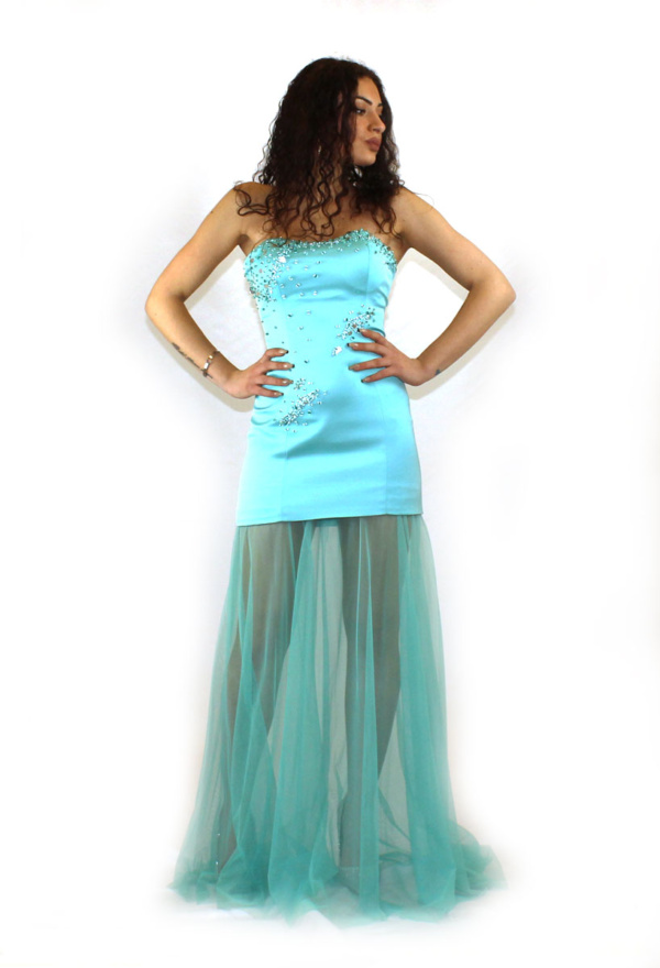 Abito corto verde tiffany - MariaGrazia - Collezione Cerimonia
