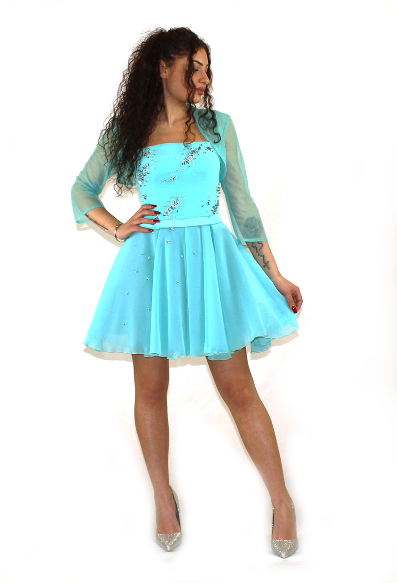 abito corto verde tiffany