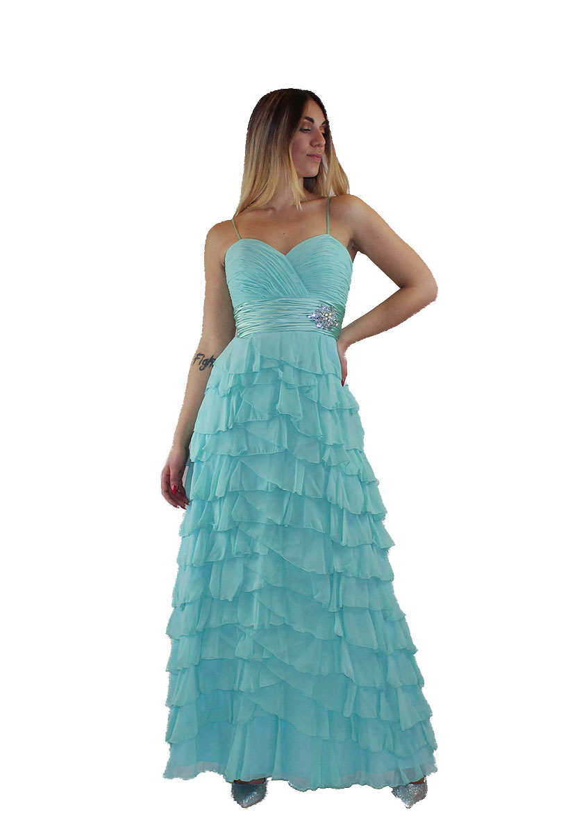 Abito lungo verde tiffany - MariaGrazia - Collezione Cerimonia