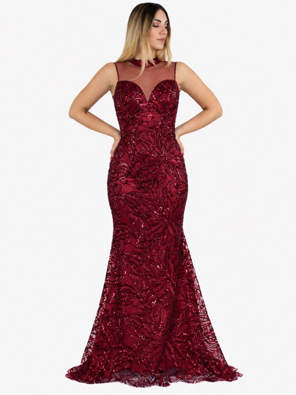 Abito lungo bordeaux - Invito Couture