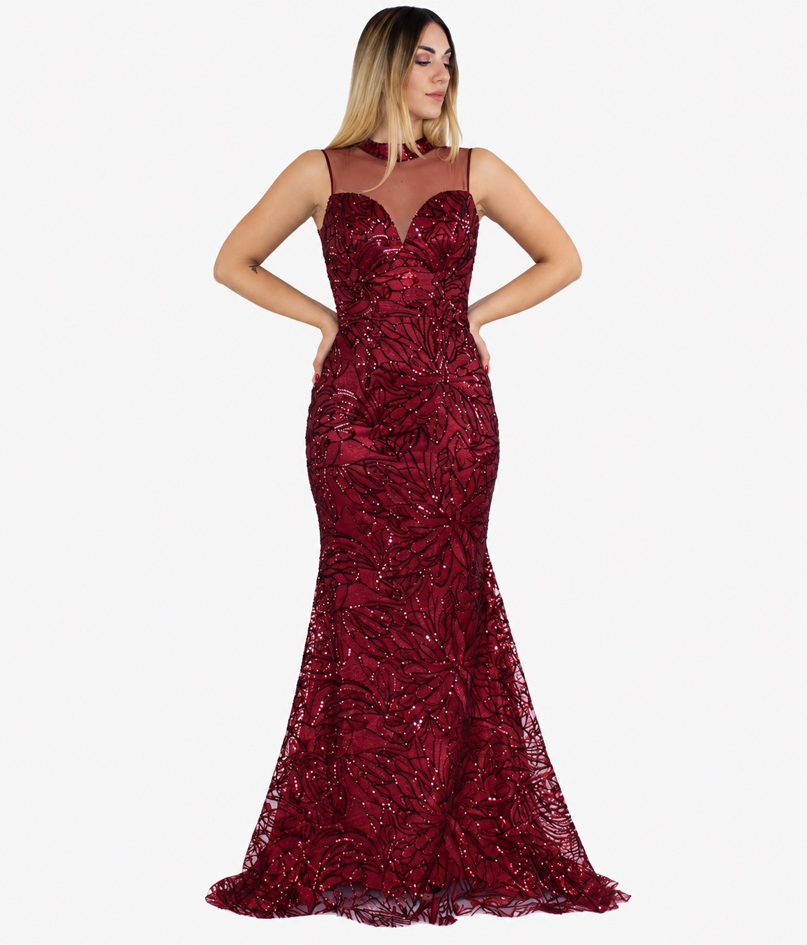 Abito lungo bordeaux - Invito Couture