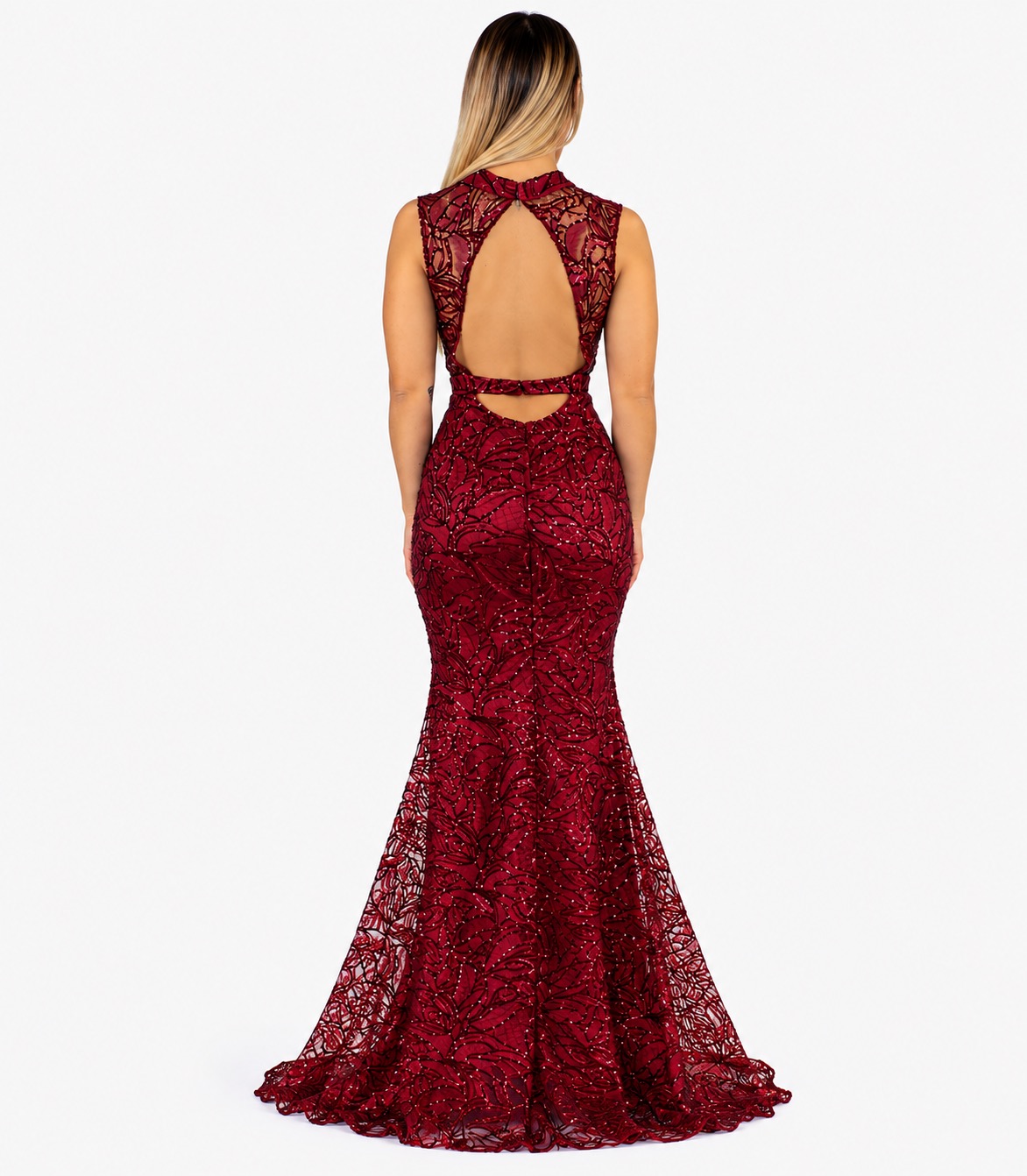 Abito lungo bordeaux - Invito Couture - immagine 3