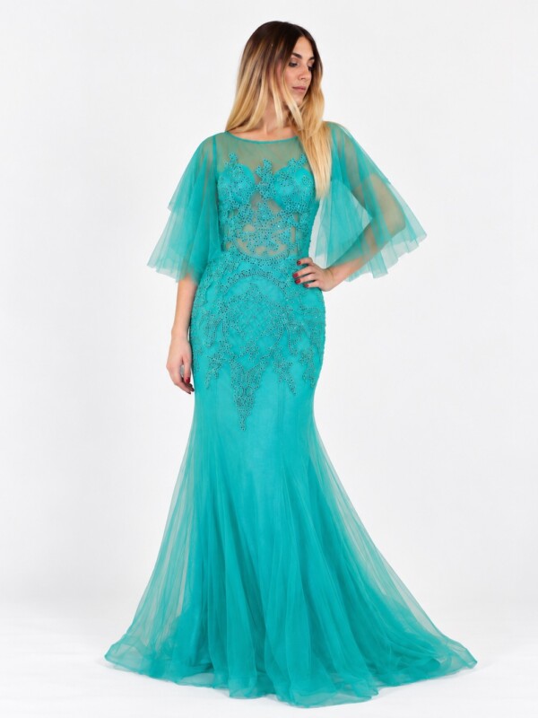 Abito lungo verde tiffany - MariaGrazia