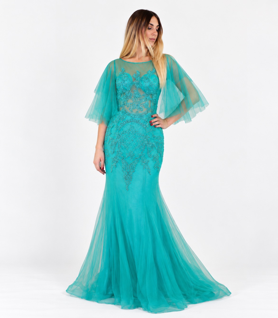 Abito lungo verde tiffany - MariaGrazia