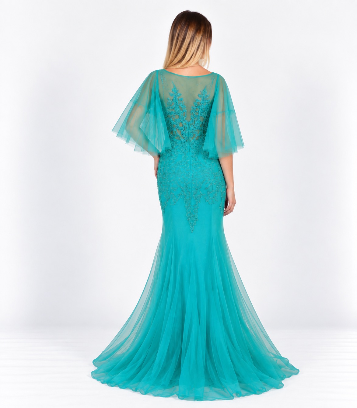 Abito lungo verde tiffany - MariaGrazia - immagine 3