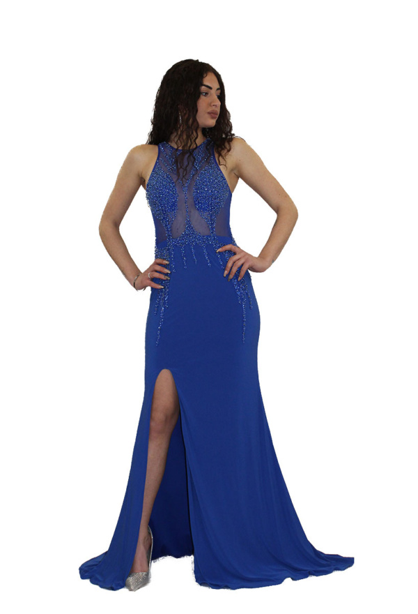 Abito lungo blu cobalto - MariaGrazia - Collezione Cerimonia