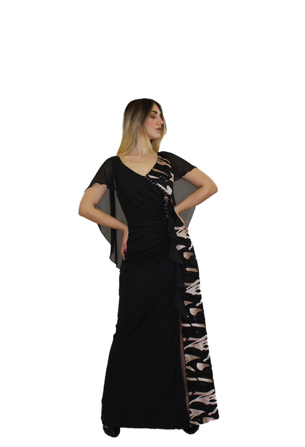Abito lungo nero e rosa - Paola Forti - Collezione Cerimonia