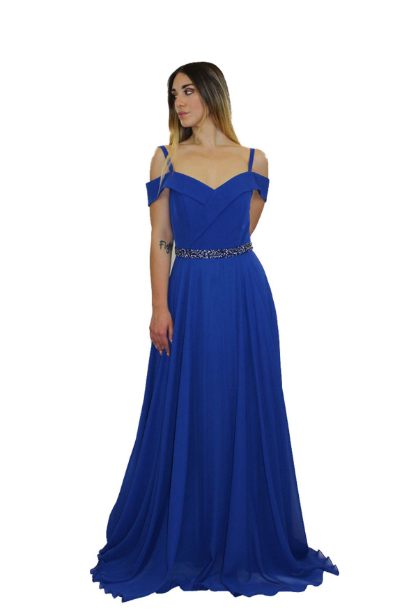 Abito lungo blu cobalto - Paola Forti - Collezione Cerimonia