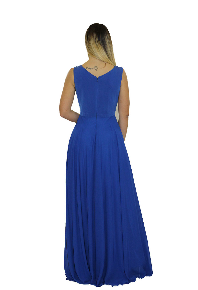 Abito lungo blu cobalto Paola Forti Collezione Cerimonia