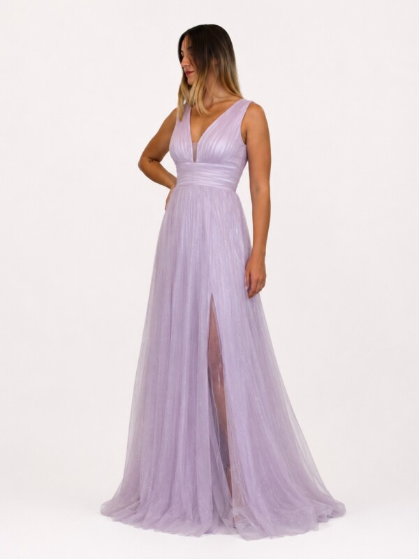 Abito lungo glicine elegante - Elizabeth Moda