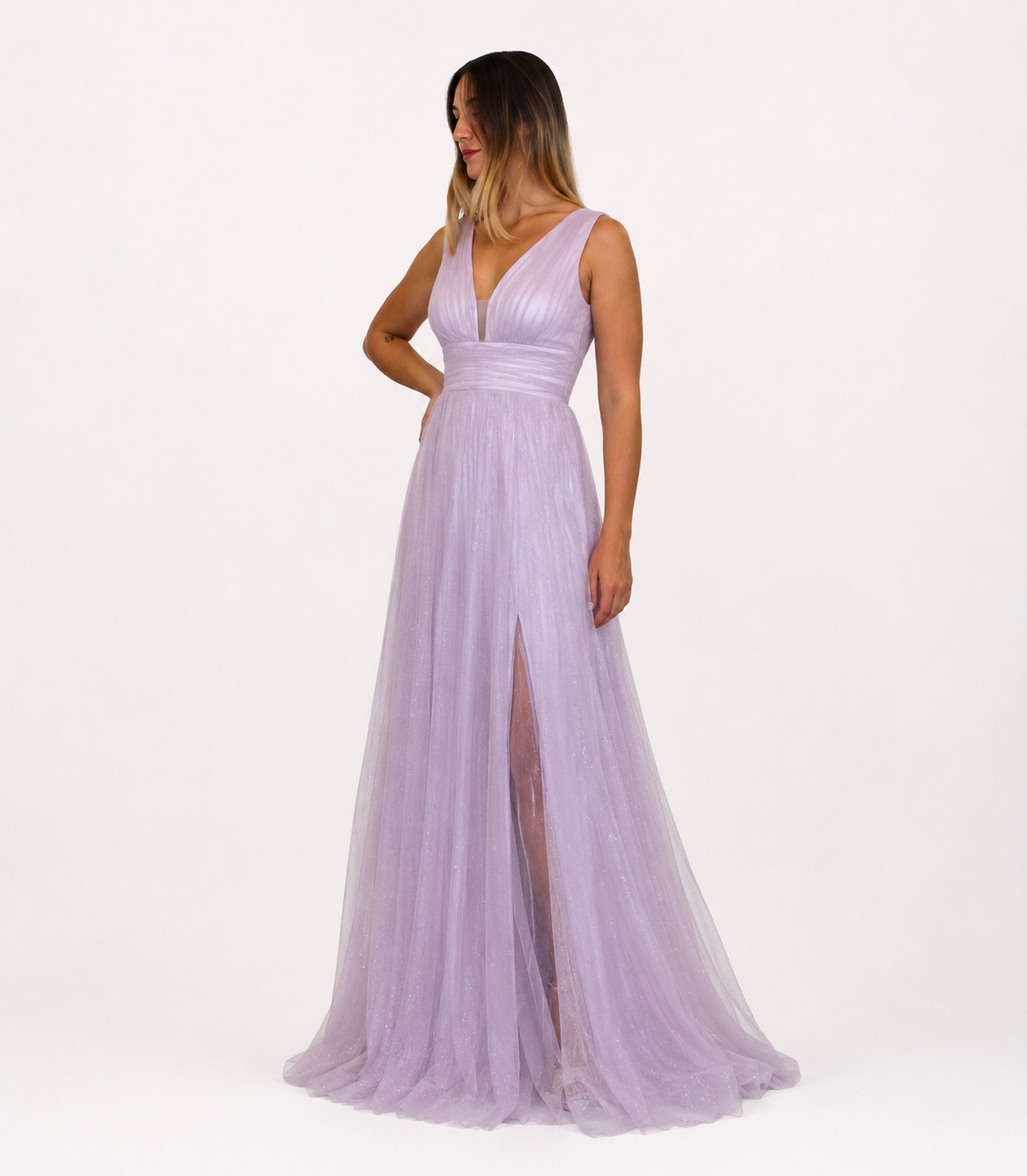 Abito lungo glicine elegante - Elizabeth Moda
