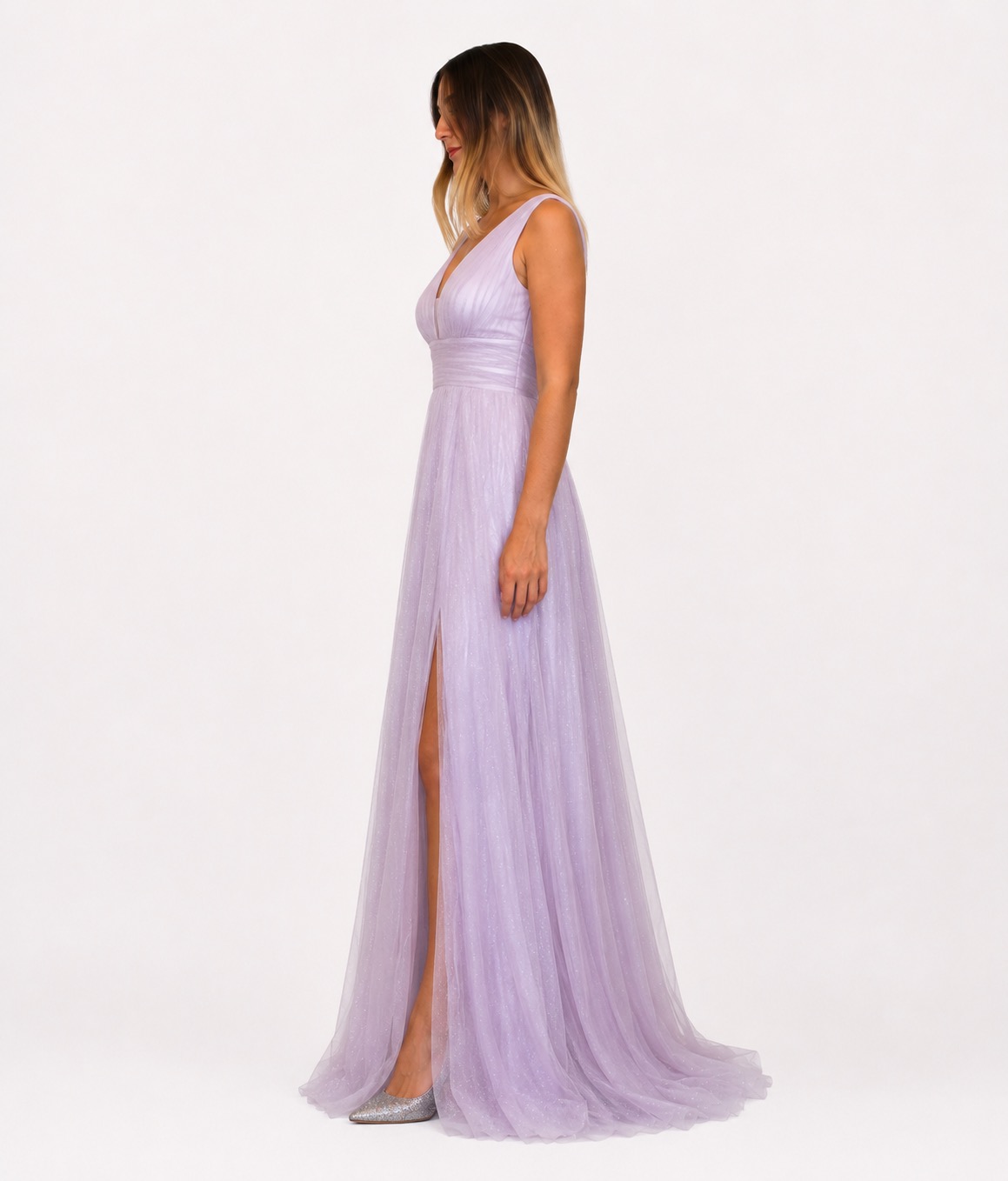 Abito lungo glicine elegante - Elizabeth Moda - immagine 2