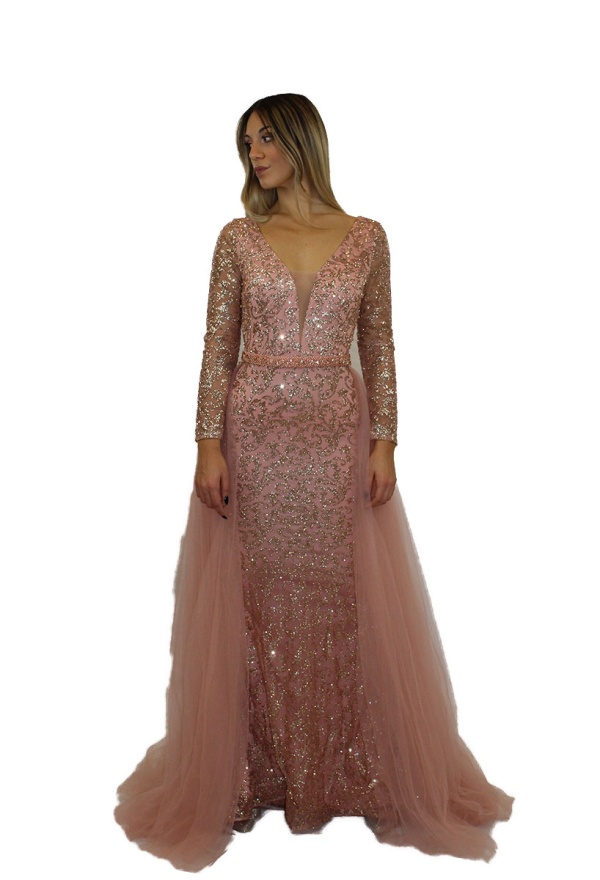 Abito lungo rosa - Elizabeth Moda - Collezione Cerimonia