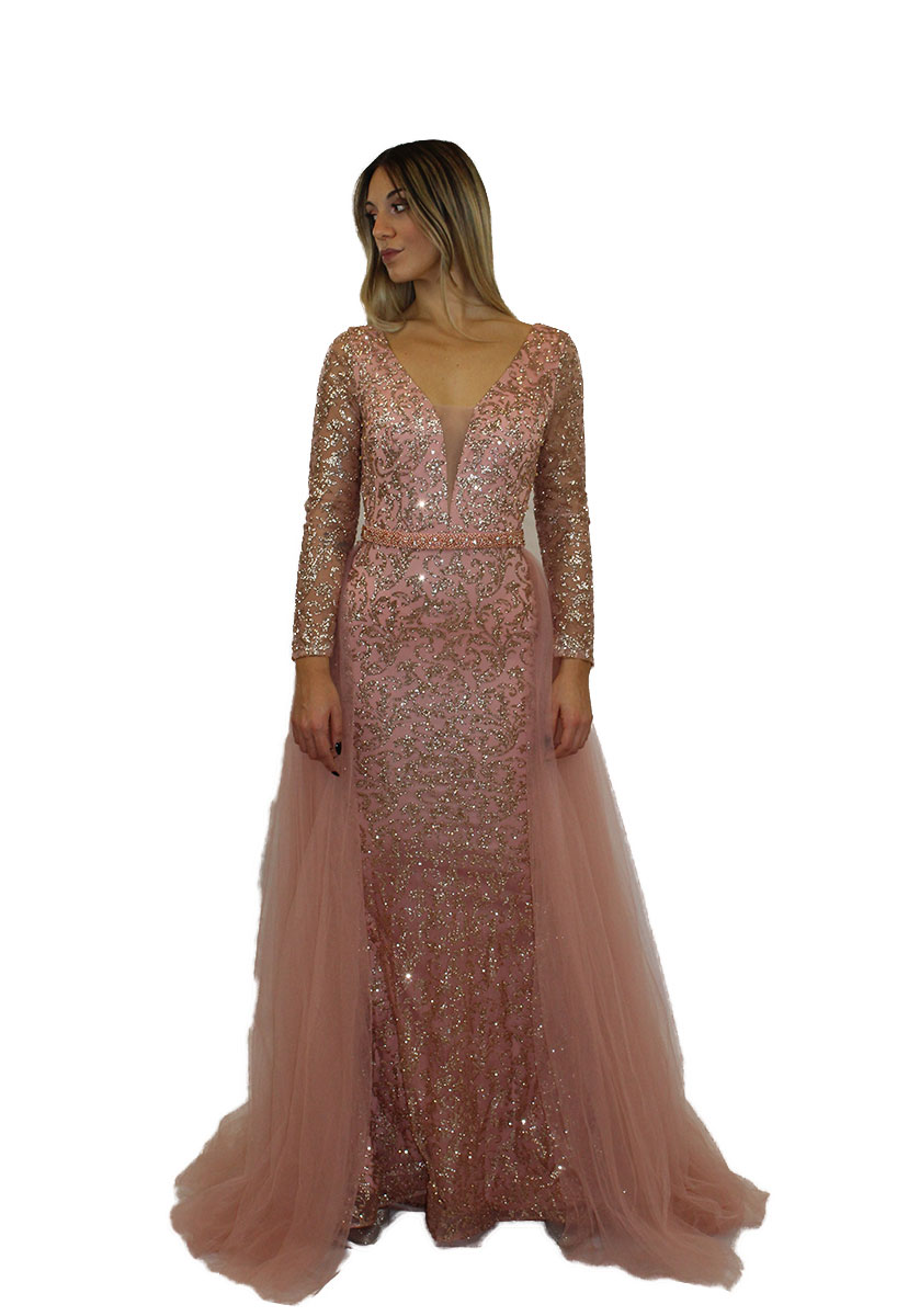 Abito lungo rosa - Elizabeth Moda - Collezione Cerimonia