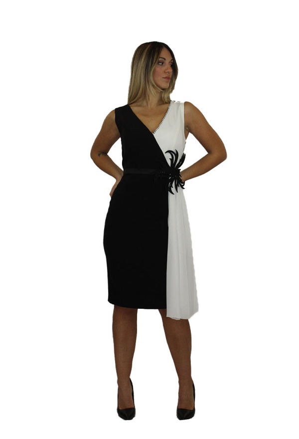 Abito da cerimonia corto nero e bianco - Paola Forti - Elizabeth Moda