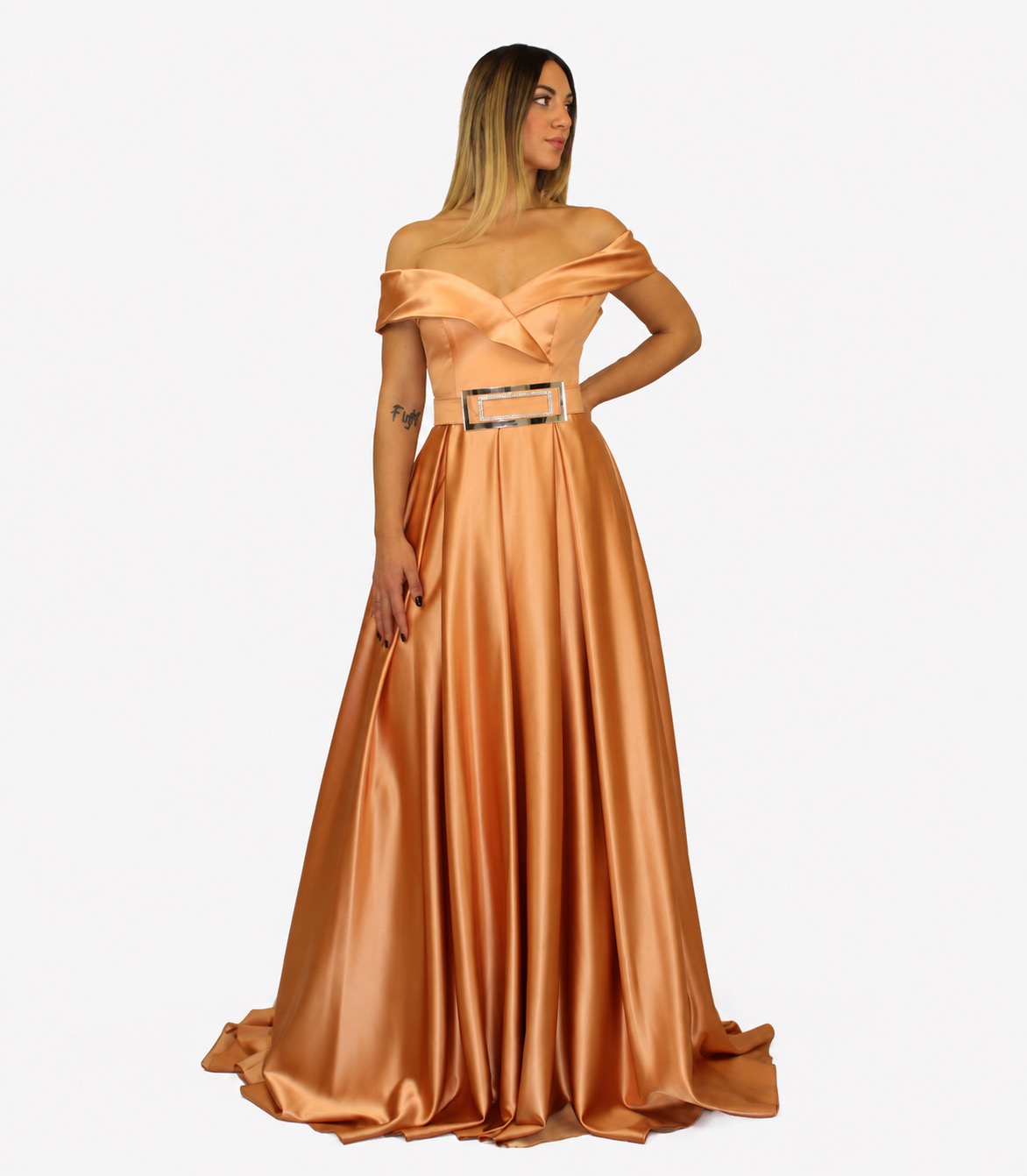 Abito lungo bronzo - Elizabeth Moda
