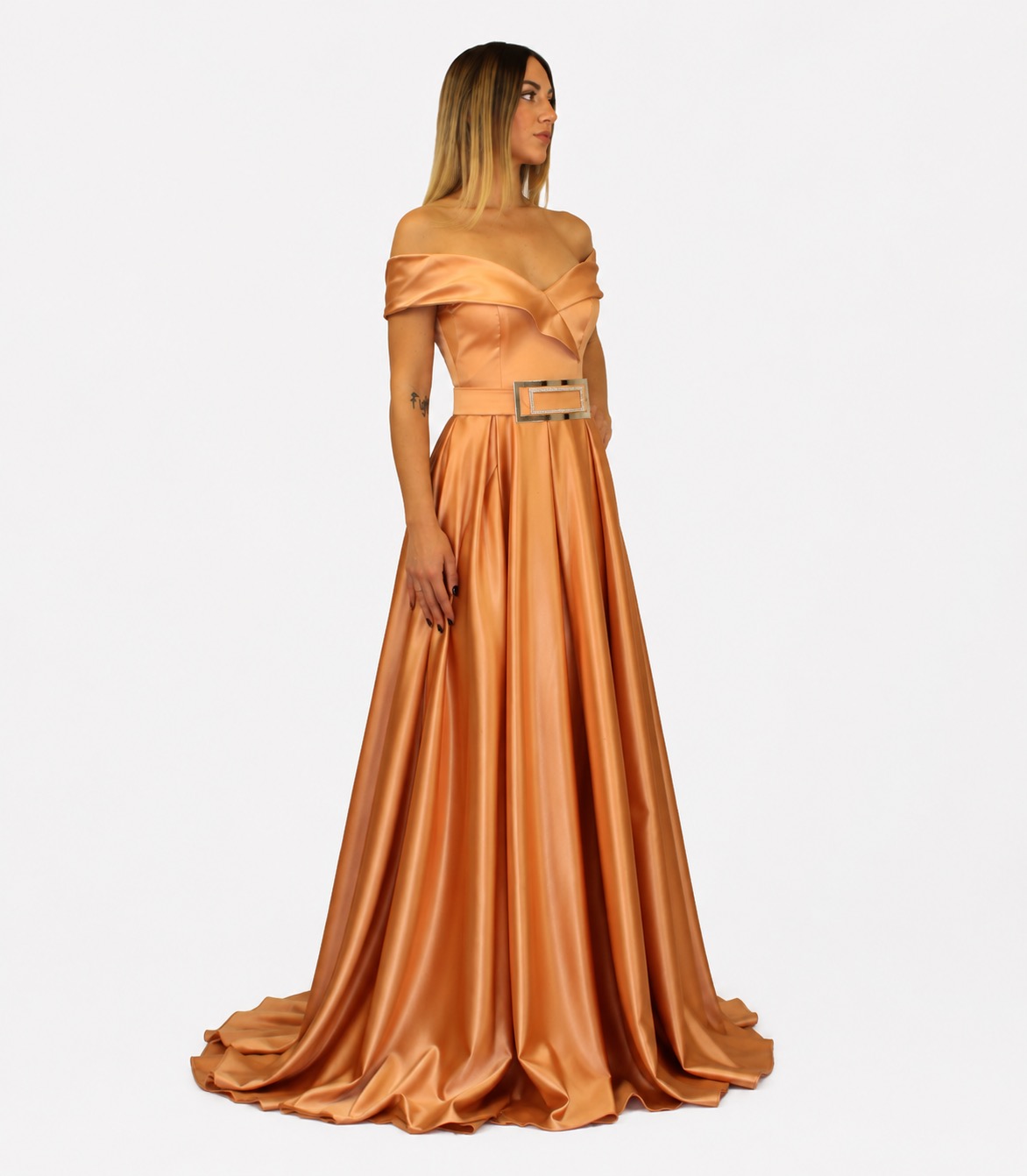 Abito lungo bronzo - Elizabeth Moda - immagine 2