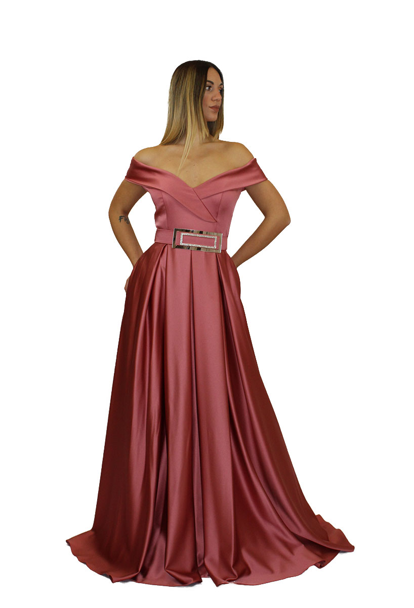 Abito lungo rosa antico - Elizabeth Moda - Collezione Cerimonia