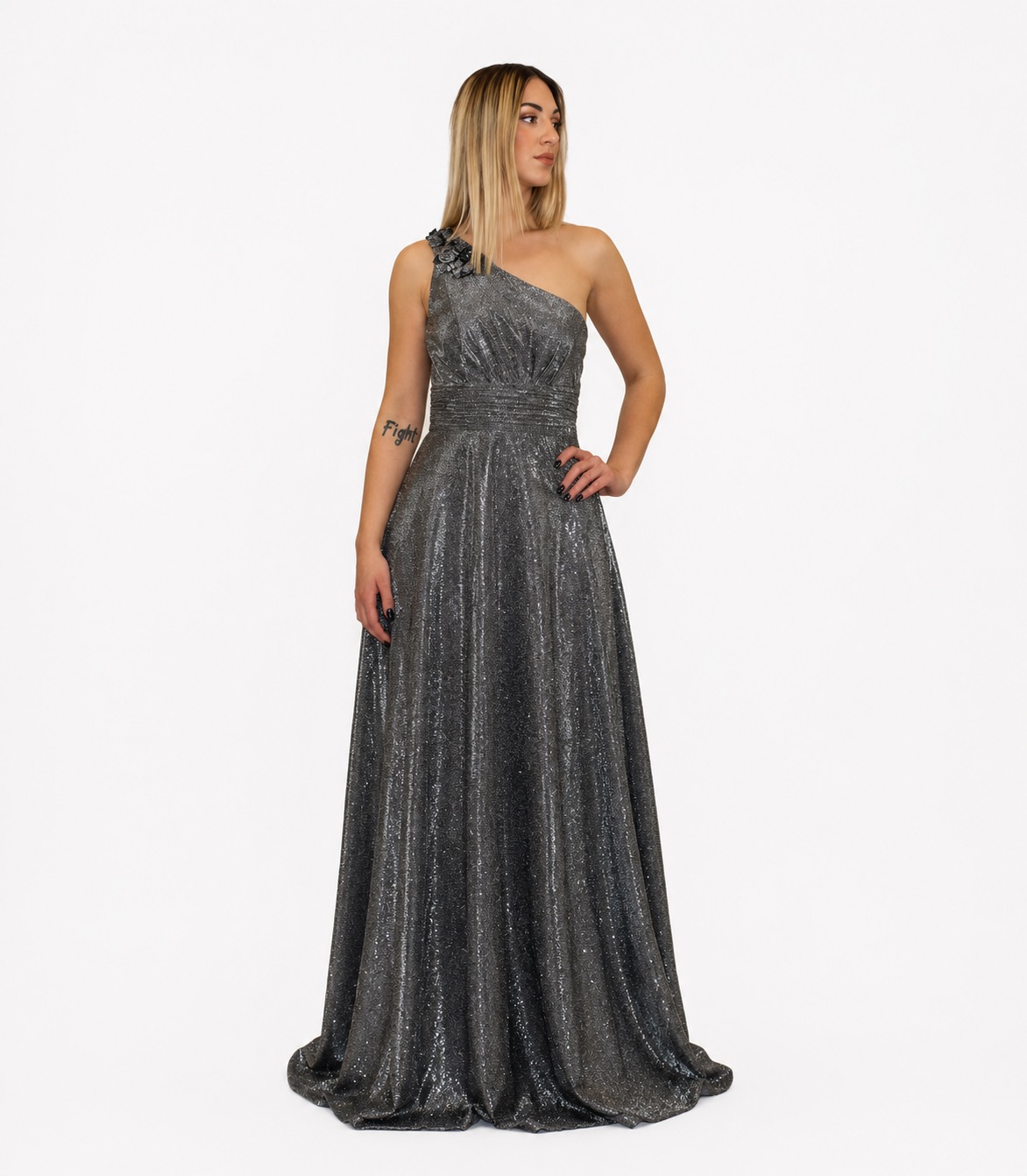 Abito lungo glitter nero - Sharon
