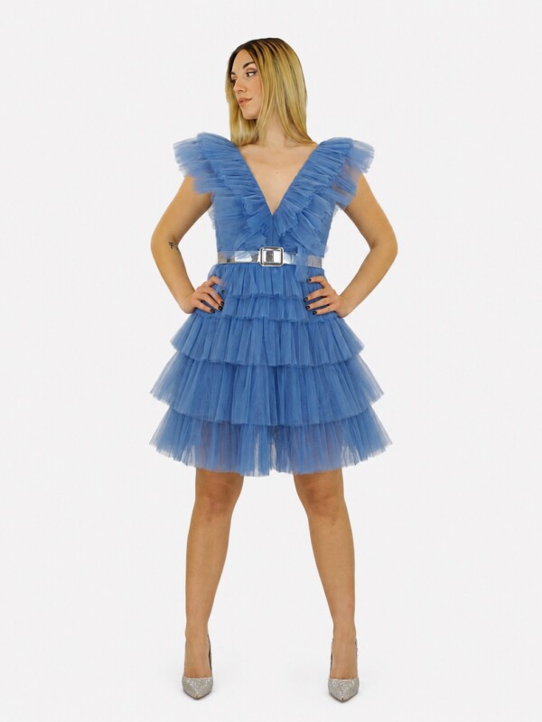 Abito corto indaco - Elizabeth Moda