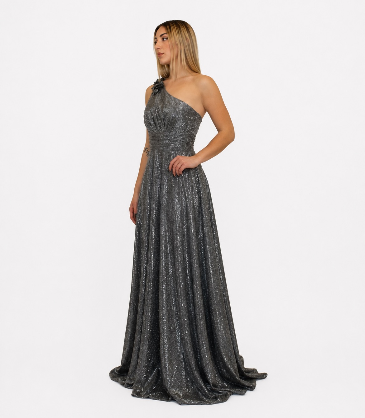 Abito lungo glitter nero - Sharon - immagine 2