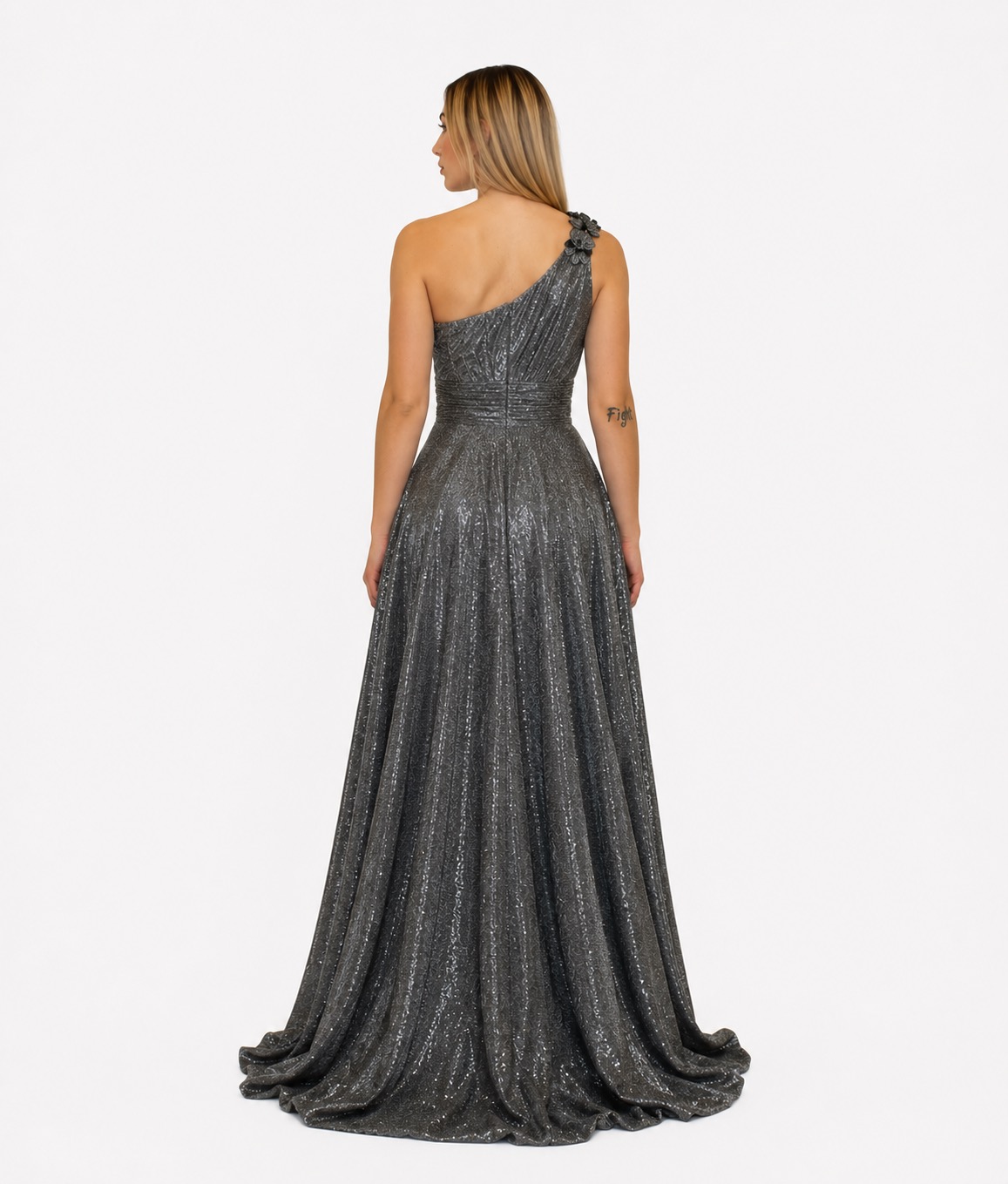 Abito lungo glitter nero - Sharon - immagine 3