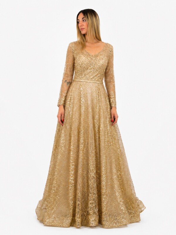 Abito oro glitter- Elizabeth moda