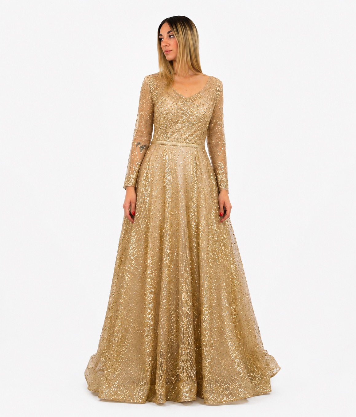 Abito oro glitter- Elizabeth moda
