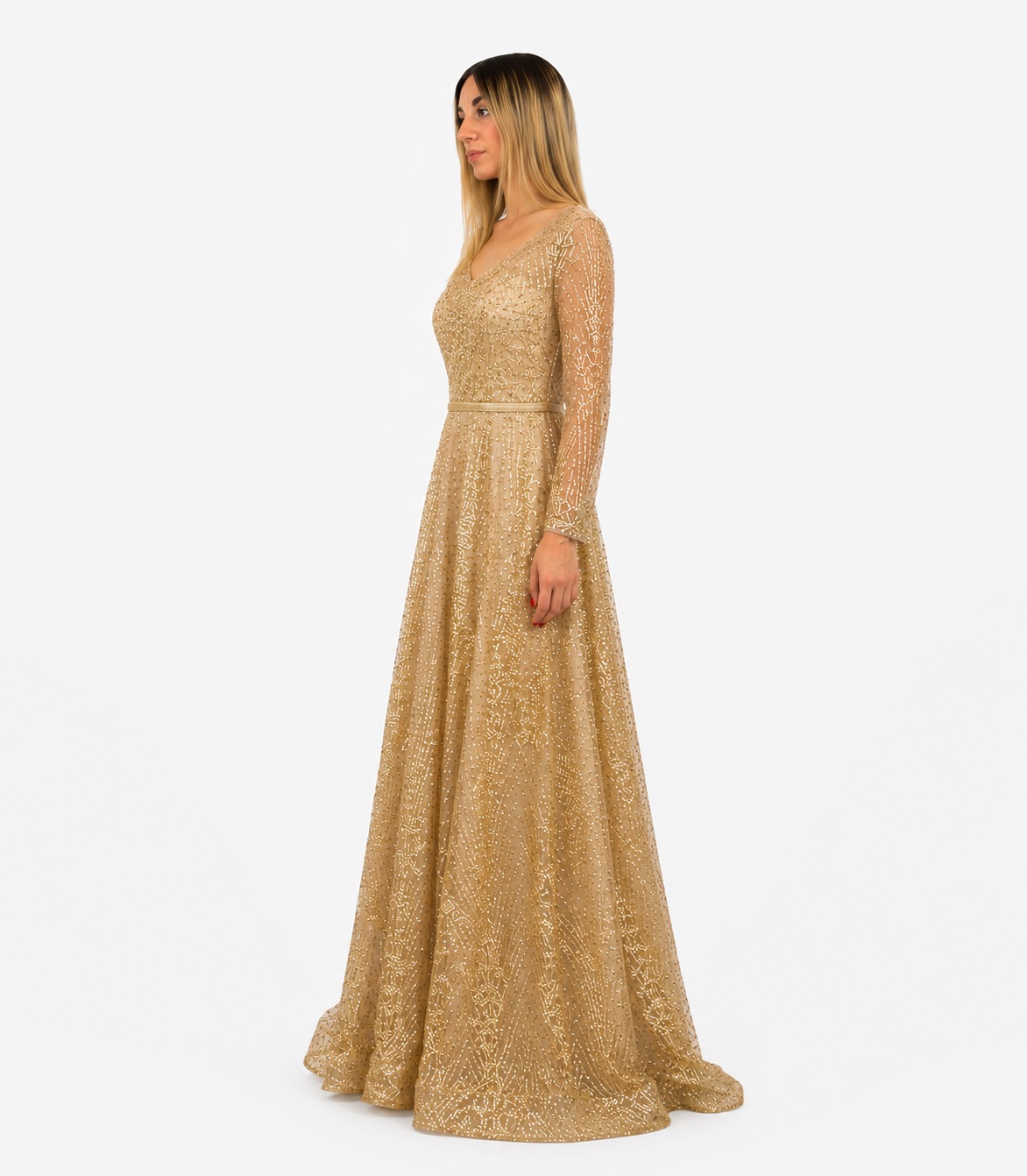 Abito oro glitter- Elizabeth moda - immagine 2