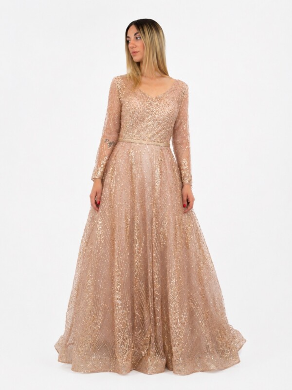 Abito bronzo glitter- Elizabeth moda