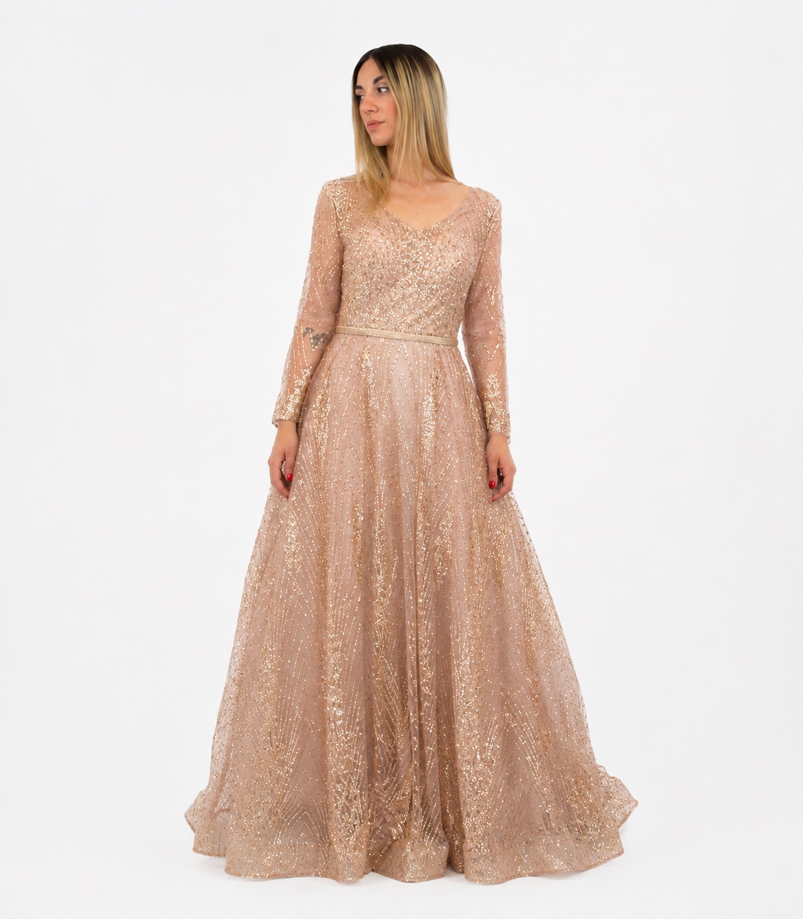 Abito bronzo glitter- Elizabeth moda
