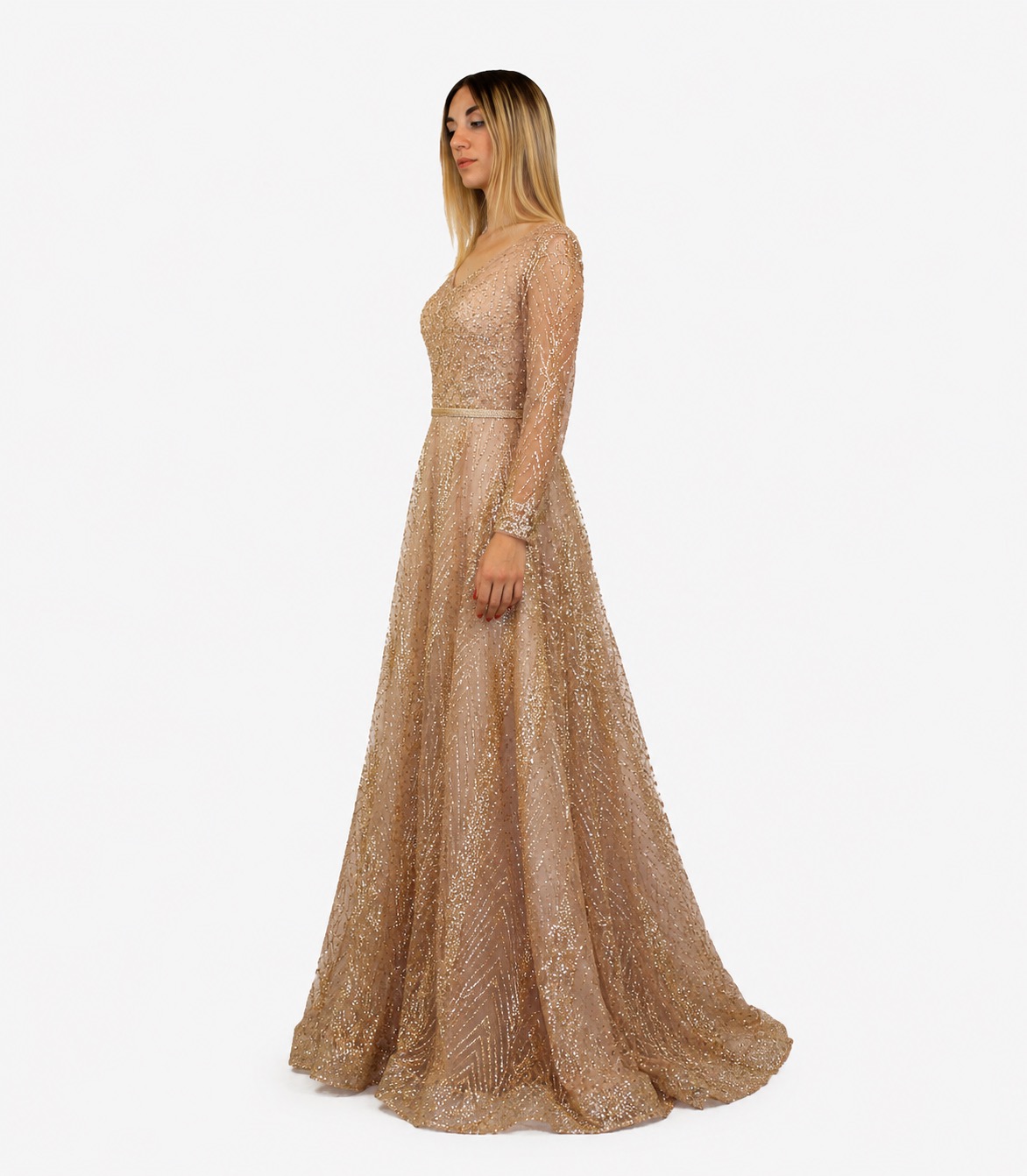 Abito bronzo glitter- Elizabeth moda - immagine 2