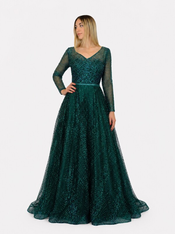 Abito verde glitter- Elizabeth moda