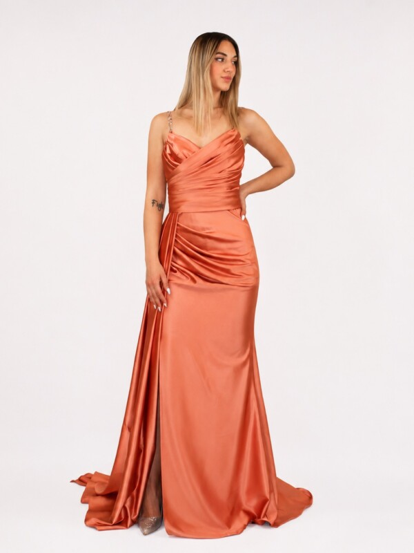 Abito lungo coccio - Elizabeth Moda