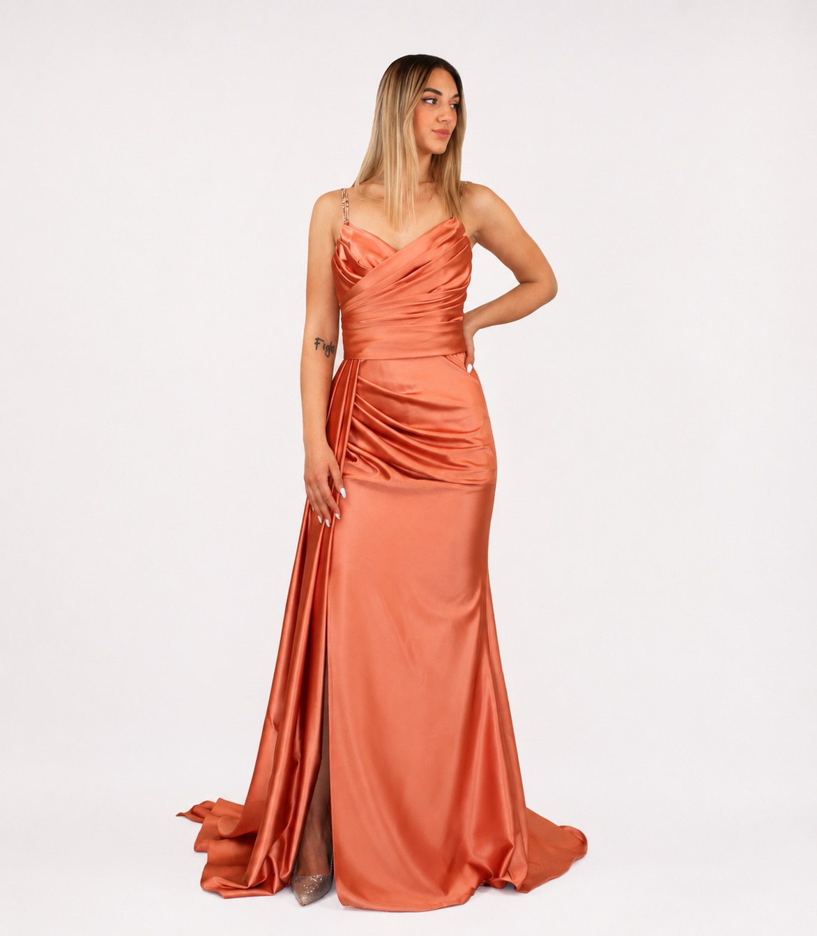 Abito lungo coccio - Elizabeth Moda