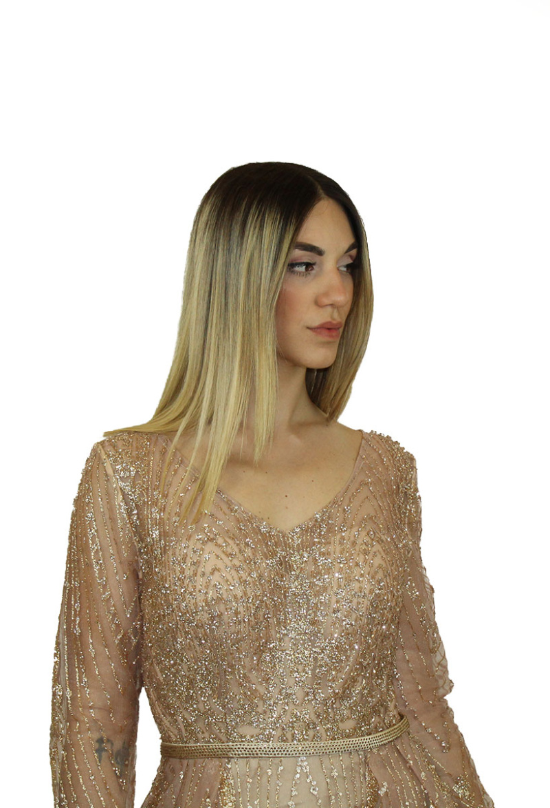 Abito bronzo glitter- Elizabeth moda - immagine 3