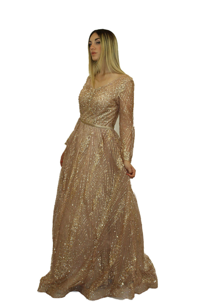 Abito bronzo glitter- Elizabeth moda - immagine 2