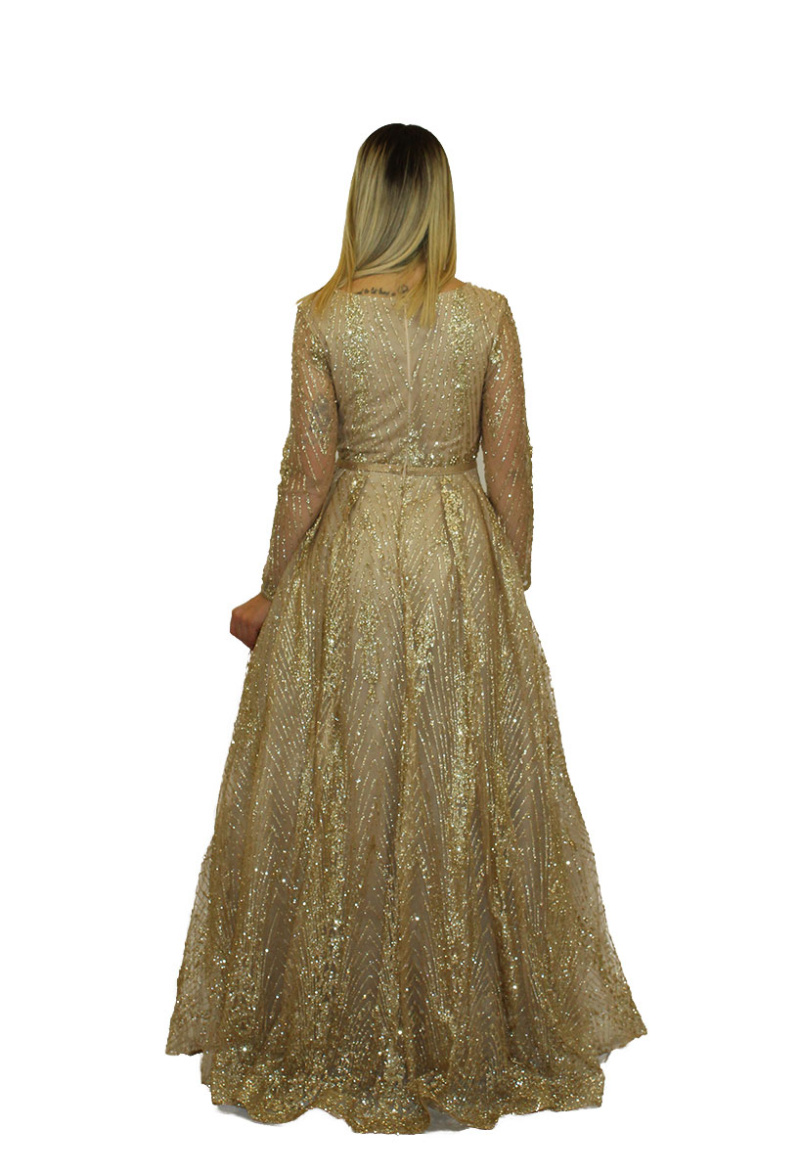 Abito oro glitter- Elizabeth moda - immagine 4