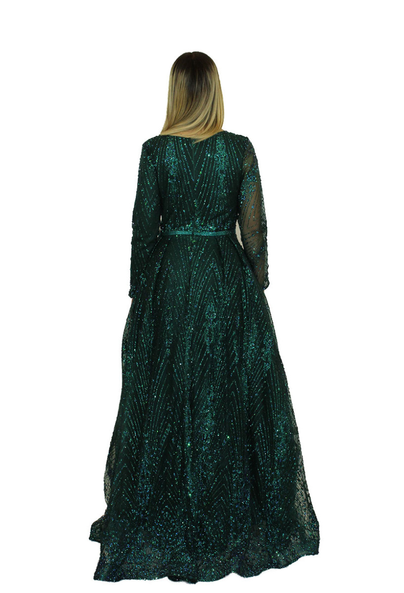 Abito verde glitter- Elizabeth moda - immagine 4
